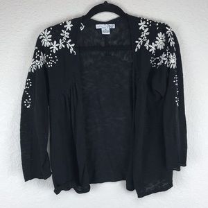 Black & White Embroidered Cardigan Sweater